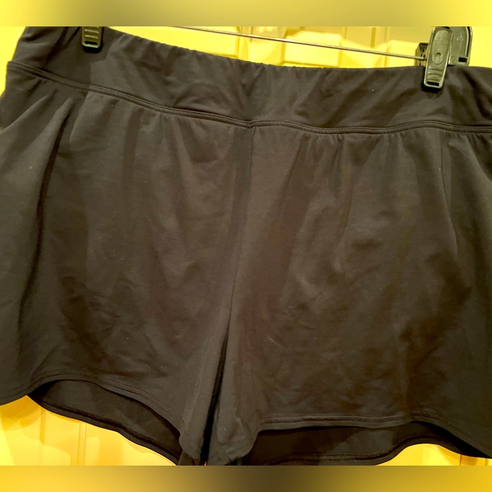 Lands End, size 14, black swim short with attached panty